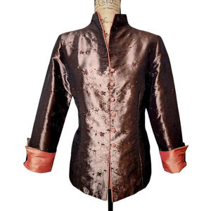 Asian Bronze Satin Women's Oriental Lined Jacket Imperial Inspired Size Medium